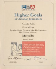 Evangelical Press Association Award 2017 Bronwen Speedie Mutuality